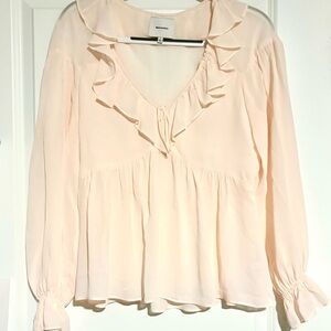 Reformation Light Pink Ruffled Blouse